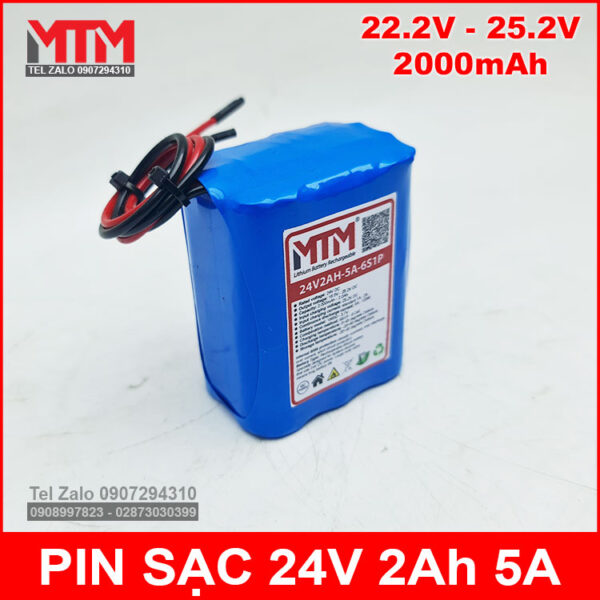 Pin sạc 24V 2Ah 5A 6S MTM 4