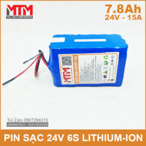 Pin sạc 24V 7.8Ah 15A 6S MTM 12