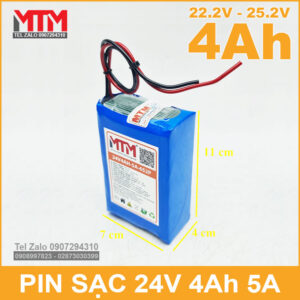 Khối pin 24V 4Ah 6S chịu tải 5A MTM 17