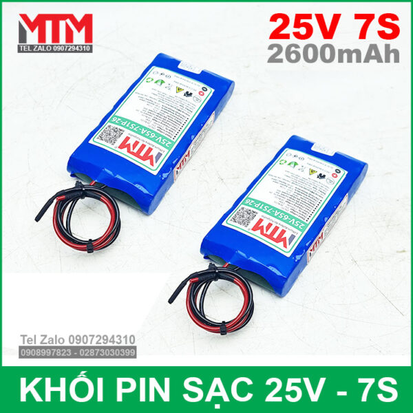 Khối pin 25V 2.6Ah 7S 65A MTM kèm sạc 4