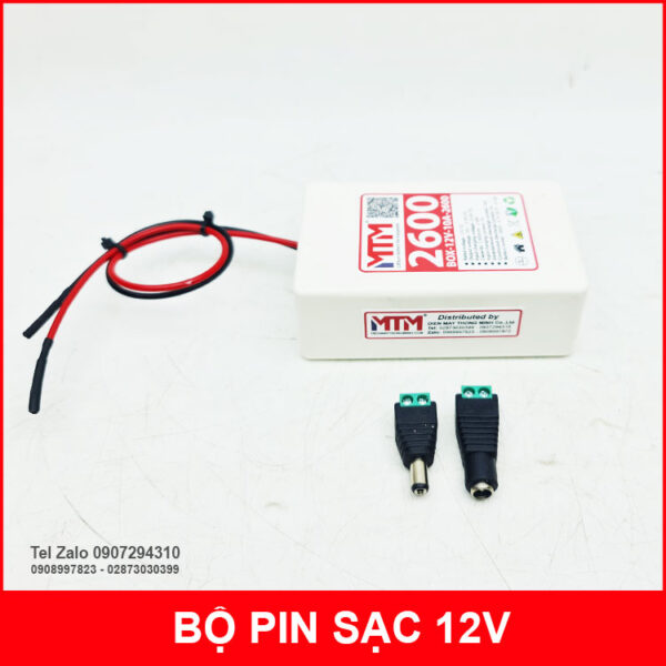 Bộ box pin sạc 12V 2600mAh 10A MTM kèm sạc 7