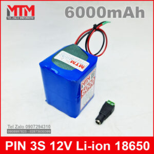 Khối pin sạc 12V 6Ah 5A 3S MTM kèm sạc 11