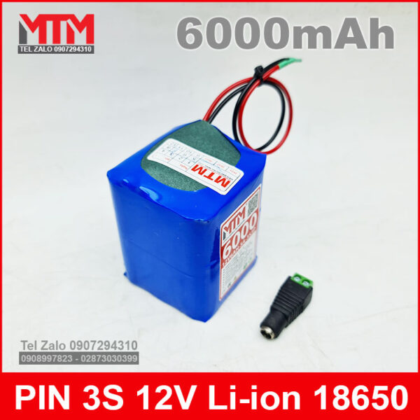 Khối pin sạc 12V 6Ah 5A 3S MTM kèm sạc 4