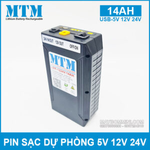 Pin sạc dự phòng USB-5V 12V 24V 14000mAh MTM kèm sạc 12