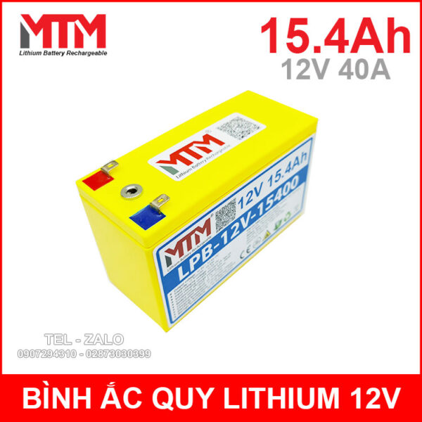 Bình ắc quy pin lithium 12V 15400mah 40A MTM kèm sạc 8