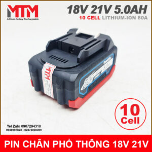 Pin chân phổ thông M21 Makita Hukan Dekton 18V 21 5.0Ah 10 cell mạch 80A vỏ chống sốc 17