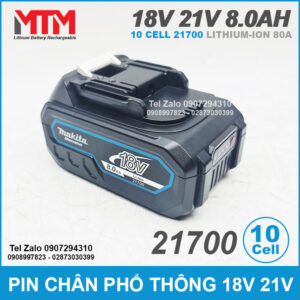 Pin chân phổ thông M21 Makita Hukan Dekton 18V 21V 8.0Ah 10 cell 21700 - mạch 80A 14