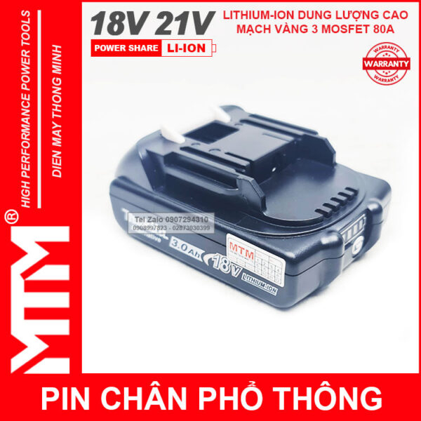 Pin chân phổ thông Makita 18V 21V 2.5Ah 5 cell mạch 80A led báo pin - Cell Samsung 25R 11