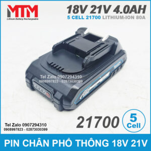 Pin chân phổ thông M21 Makita Hukan Dekton 18V 21V 4.0Ah 5 cell 21700 - mạch 80A 13