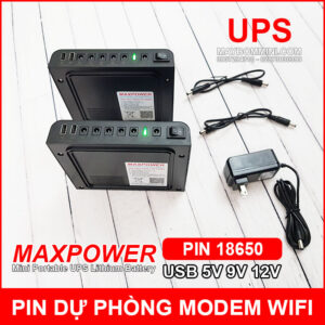 Nguồn điện UPS dự phòng modem wifi camera USB 5V 9V 12V 12000mAh MAXPOWER 11