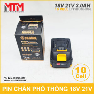 Pin chân phổ thông 18V 21V 3Ah 10 cell Hukan 15