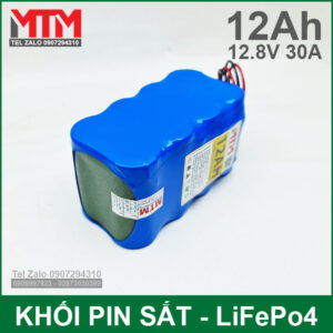 Khối pin sắt 12.8V 12Ah 4S LiFePo4 chịu tải tối đa 30A 13