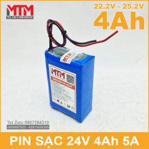 Khối pin 24V 4Ah 6S chịu tải 5A MTM 15