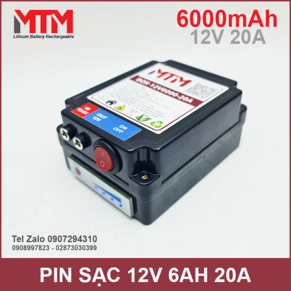 Box pin sạc lithium 12V 6000mAh 20A MTM kèm sạc 8