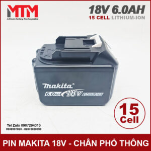 Pin chân phổ thông Makita Hukan Dekton 18V 21 6.0Ah 15 cell mạch 80A 19