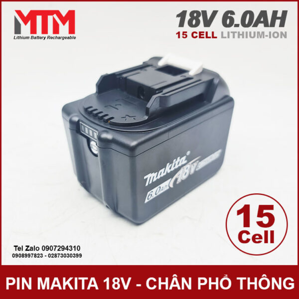 Pin chân phổ thông Makita Hukan Dekton 18V 21 6.0Ah 15 cell mạch 80A 11