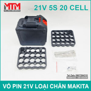 Vỏ pin Makita 18V 21V 20 cell kèm báo pin mạch sạc bảo vệ 80A 12