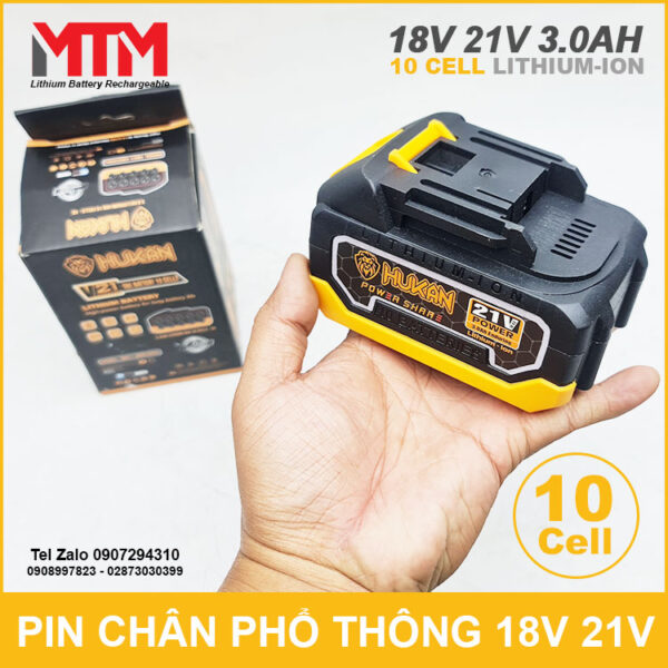 Pin chân phổ thông 18V 21V 3Ah 10 cell Hukan 5