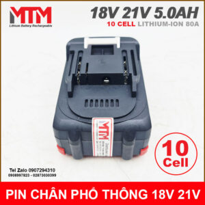 Pin chân phổ thông M21 Makita Hukan Dekton 18V 21 5.0Ah 10 cell mạch 80A vỏ chống sốc 23