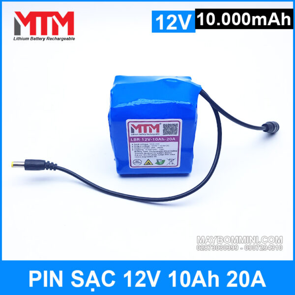 Pin sạc lithium 12V 10.000mAh 3S chịu tải 20A MTM 7