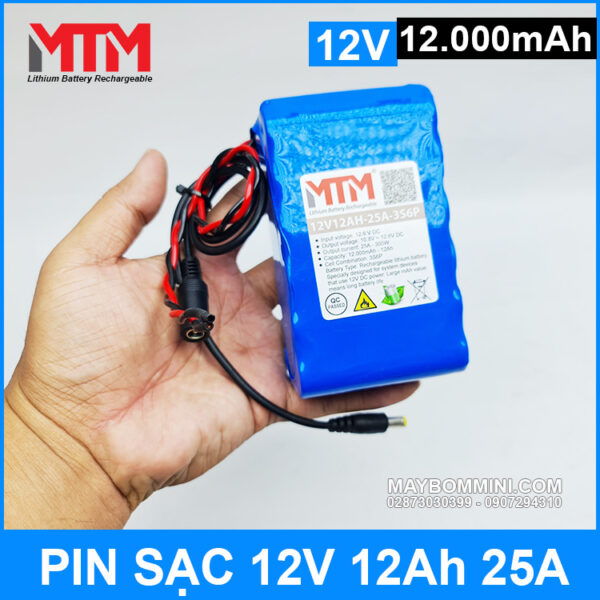 Pin sạc 12V 12Ah 25A 3S MTM 7