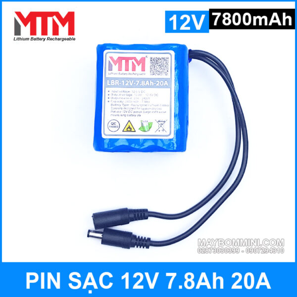 Pin sạc lithium 12V 7800mAh 3S chịu tải 20A MTM 7