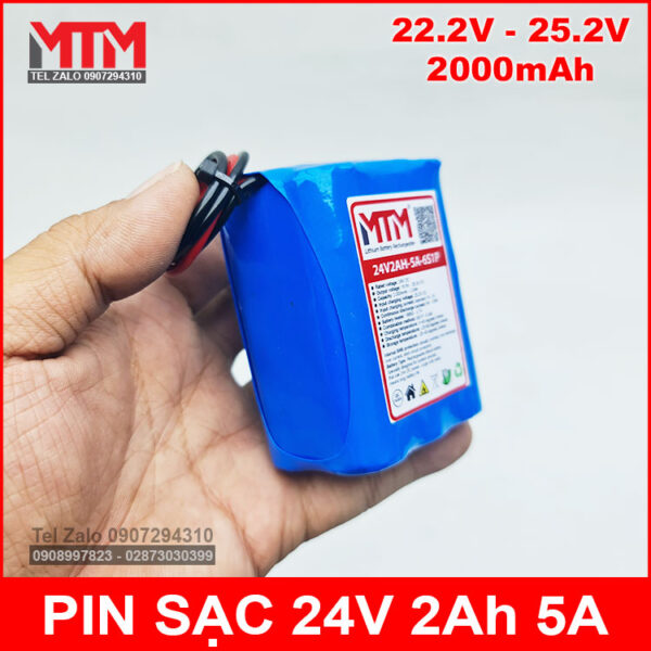 Pin sạc 24V 2Ah 5A 6S MTM 8