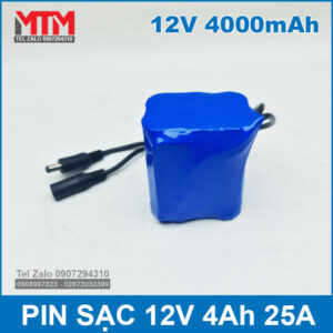 Pin sạc 12V 4Ah 25A 3S MTM 11