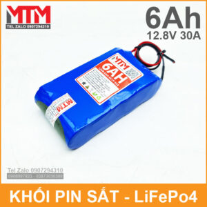 Khối pin sắt 12.8V 6Ah 4S LiFePo4 chịu tải tối đa 30A 11