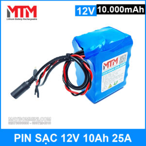 Pin sạc 12V 10Ah 25A 3S MTM kèm sạc 15