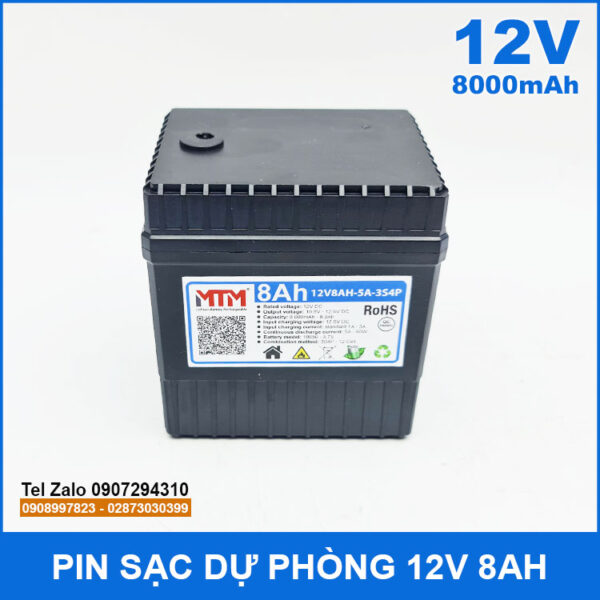 Pin sạc dự phòng 12V 8000mAh kèm sạc 8