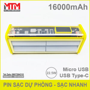 Sạc dự phòng 16000mAh 8 cell 22.5W - sạc nhanh 18