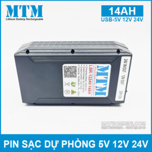 Pin sạc dự phòng USB-5V 12V 24V 14000mAh MTM kèm sạc 14