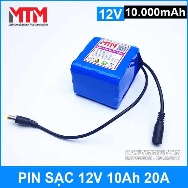 Pin sạc lithium 12V 10.000mAh 3S chịu tải 20A MTM 3