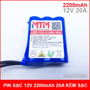 Pin sạc lithium 12V 2200mAh 3S chịu tải 20A MTM 9