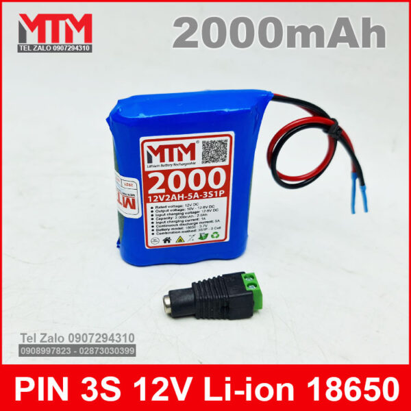 Khối pin sạc 12V 2Ah 5A 3S MTM kèm sạc 6