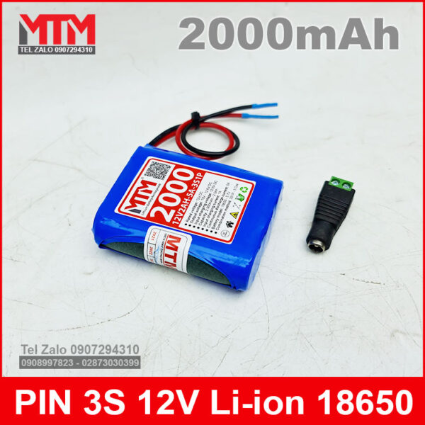 Khối pin sạc 12V 2Ah 5A 3S MTM kèm sạc 4