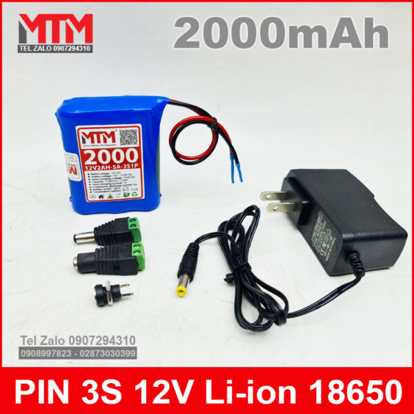 Khối pin sạc 12V 2Ah 5A 3S MTM kèm sạc 3