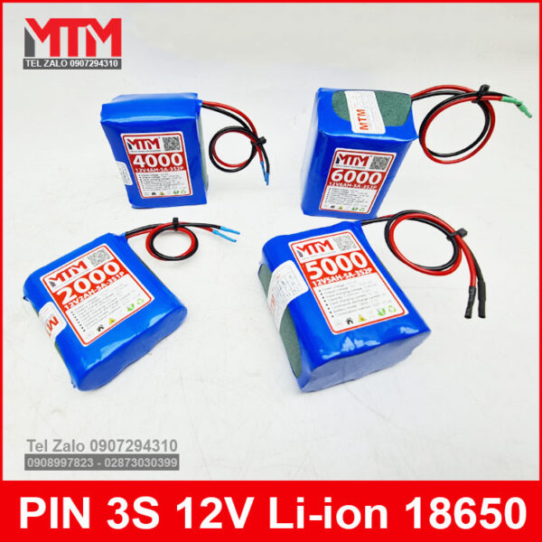 Khối pin sạc 12V 4Ah 5A 3S MTM kèm sạc 9