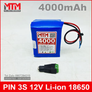 Khối pin sạc 12V 4Ah 5A 3S MTM kèm sạc 12