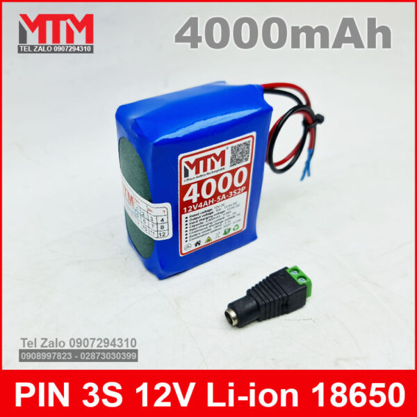 Khối pin sạc 12V 4Ah 5A 3S MTM kèm sạc 5