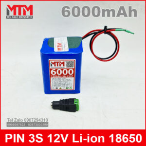 Khối pin sạc 12V 6Ah 5A 3S MTM kèm sạc 12