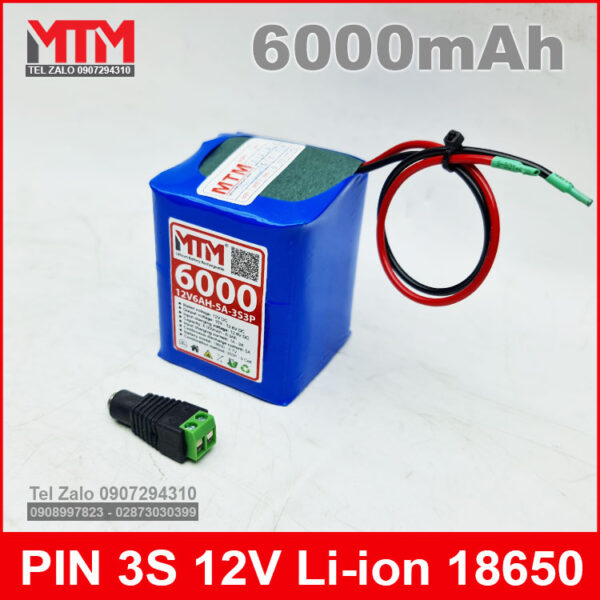 Khối pin sạc 12V 6Ah 5A 3S MTM kèm sạc 6