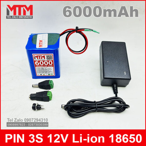 Khối pin sạc 12V 6Ah 5A 3S MTM kèm sạc 2