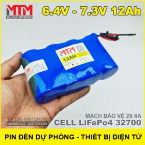 Khối pin sạc 6.4V 7.3V 12Ah 6A LiFePo4 2S MTM 13