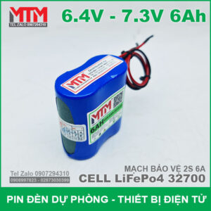 Khối pin sạc 6.4V 7.3V 6Ah 6A LiFePo4 2S MTM 15