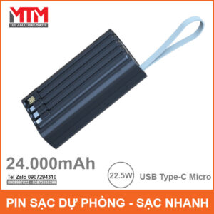 Pin dự phòng 24000mAh sạc không dây 12 Cell 13