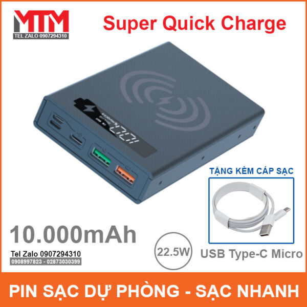 Pin dự phòng 10000mAh sạc nhanh không dây 5 Cell 3