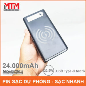 Pin dự phòng 24000mAh sạc không dây 12 Cell 16