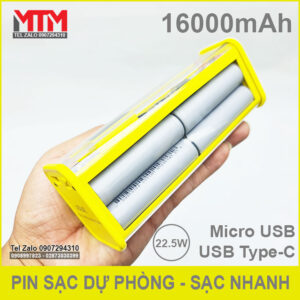 Sạc dự phòng 16000mAh 8 cell 22.5W - sạc nhanh 14